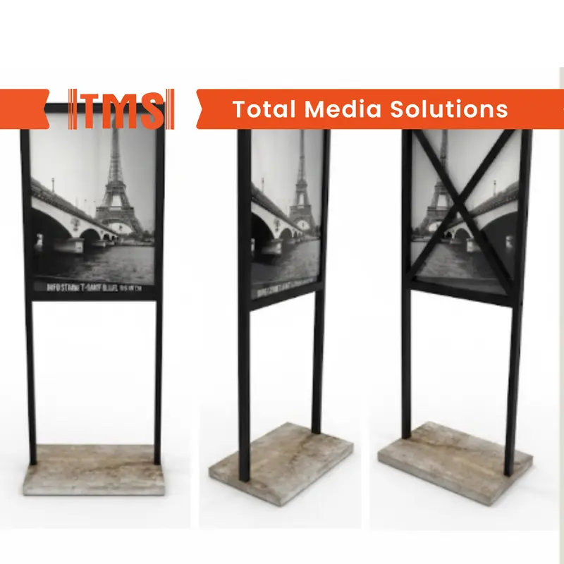 Info Stand T-Shape D/S Black 60x40cm