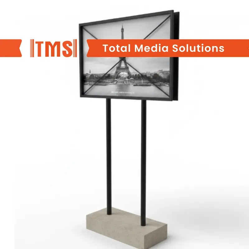 Info Stand T-Shape D/S Black 60x40cm